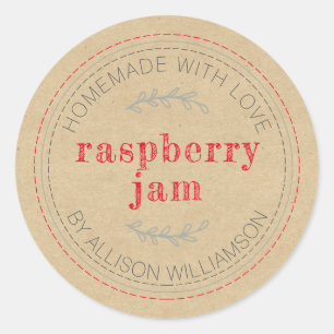 Rusto Homemade Jam Kan Kraftpapier Pot Ronde Sticker