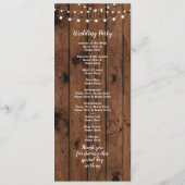 Rusto hout & snaarlampen trouwprogramma programmakaart (Achterkant)