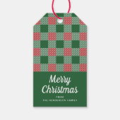 Rusto Kerstdag Groene Geruite Patroon  Cadeaulabel (Voorkant)
