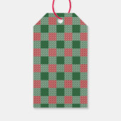 Rusto Kerstdag Groene Geruite Patroon  Cadeaulabel (Achterkant)