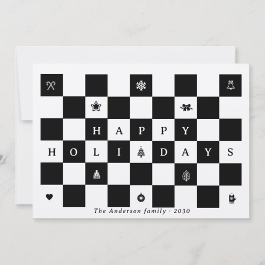 Rusto Kerstdagen Kerst Checkerboard Feestdagenkaart (Voorkant)