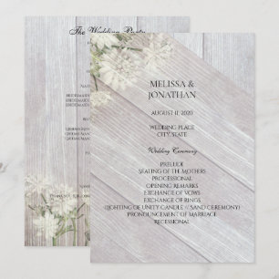 Rusto-modern bloem bruiloftsceremonieprogramma V3 Kaart