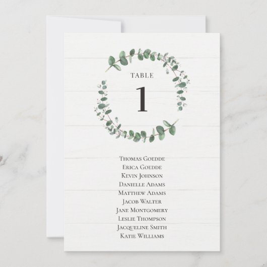 Rusto Verde Tafel Stoelindeling Plan Kaart (Voorkant)