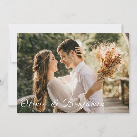 Rustoce Bloemige Foto Verbrand Oranje Trouw Kaart (Voorkant)
