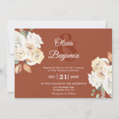 Rustoce Bloemige Foto Verbrand Oranje Trouw Kaart (Achterkant)