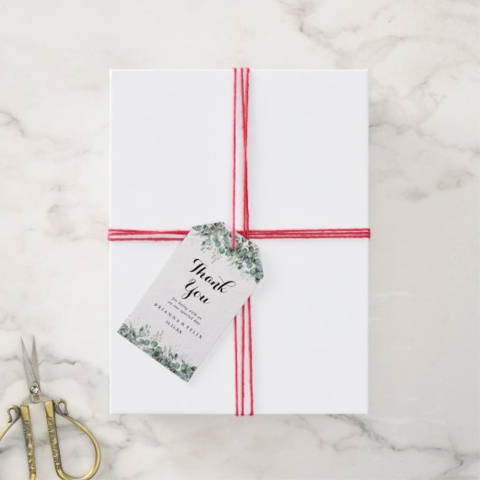 Rustoce Botanische Eucalyptus Groene Huwelijk Cadeaulabel (Met Touw)
