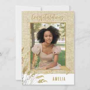 Rustoce Felicitaties Goud Loof Afgestudeerde Foto Kaart