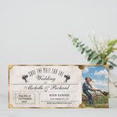 Rustoce Foto Oude Bioscoopkaart Save the Date Kaart (Staand voorkant)