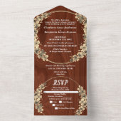 Rustoce Gouden Bloem Bruiloft All In One Uitnodiging (Binnen)