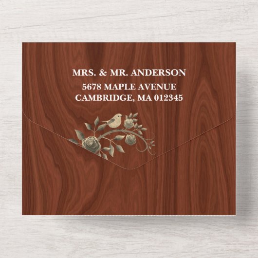 Rustoce Gouden Bloemige Trouwdag All In One Uitnodiging (Achterkant)