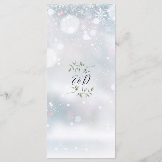 Rustoce Groen Monogram Winter Bruiloft Diner Menu (Achterkant)