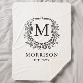 Rustoce Monogram Zwart Witte Wapenschild Pasgetrou Sherpa Deken