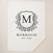 Rustoce Monogram Zwart Witte Wapenschild Pasgetrou Sherpa Deken (Voorkant)