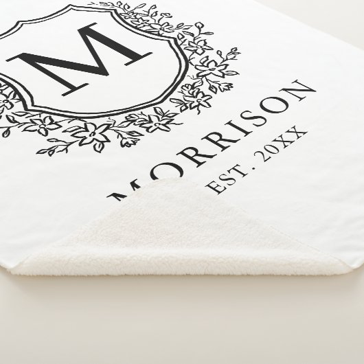 Rustoce Monogram Zwart Witte Wapenschild Pasgetrou Sherpa Deken (3/4)