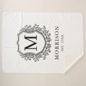 Rustoce Monogram Zwart Witte Wapenschild Pasgetrou Sherpa Deken (Voorkant (horizontaal))