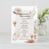 Rustoce Neutrale Trouwmenu Ontwerp Menu (Staand voorkant)