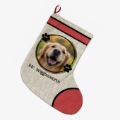 Rustoce Pootafdruk Rode Jute Foto Grote Kerstsok (Voorkant (Hangend))