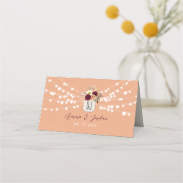 Rustoce Trouwplaatskaart met Bloemen Plaatskaartje
