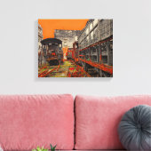 Rustocomotieven en treinwagons canvas afdruk (Insitu (Woonkamer))