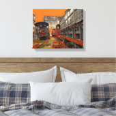 Rustocomotieven en treinwagons canvas afdruk (Insitu (Slaapkamer))