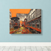 Rustocomotieven en treinwagons canvas afdruk (Insitu (Houten vloer))