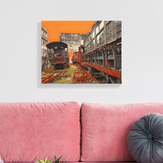 Rustocomotieven en treinwagons canvas afdruk (Insitu (Woonkamer))