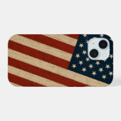 Rustoek Amerikaanse Vlag Houtstructuur Patriottisc iPhone 15 Case (Achterkant horizontaal)