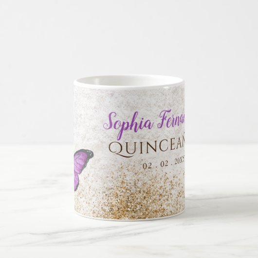 Rustoek Antiek Paars Goud Vlinder Koffiemok (Center)