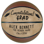 Rustoek Beige Gefeliciteerd Afgestudeerde Afstuder Basketbal (Voorkant)