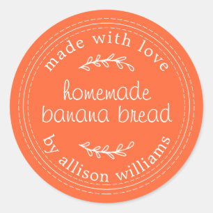 Rustoek Broodje Banana Bread Oranje Ronde Sticker