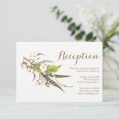 Rustoek Katoenen Bloemige Trouwreceptiekaart Kaart (Staand voorkant)