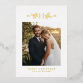 Rustoek monogram één foto Kerstmis Folie Feestdagenkaart (Voorkant)