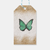 Rustoek Oud Emerald Groen Goud Vlinder Cadeaulabel (Achterkant)