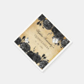 Rustoek oud zwart bloemmotief vlinder servet (Hoek)