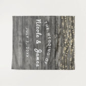 Rustoek verweerd grijs houten slingerlichtjes brui wandkleed (Voorkant (horizontaal))