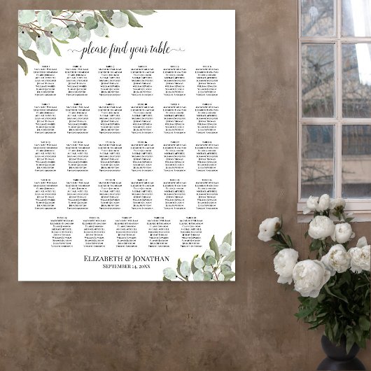 Rustoekaleukalyptus 29 Tafel Trouwstoelindeling Poster
