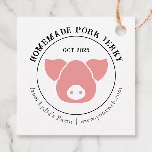 Rustoekig varkensjerky-etiket met silhouet van een bedankjes labels (Achterkant)