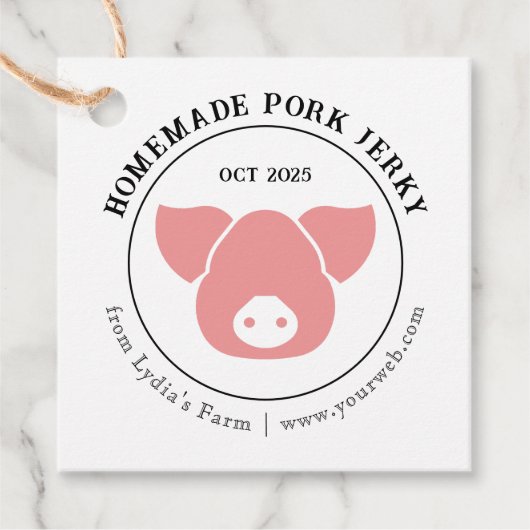 Rustoekig varkensjerky-etiket met silhouet van een bedankjes labels (Voorkant)