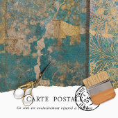 Rustoekige textuur Blauwe bloemendecoupage meubele Tissuepapier