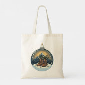 Rustoest hikinglaarzen berglandschap Kerstmis Tote Bag (Achterkant)