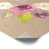 Rustoflorale kraft gepersonaliseerde geboorteaffic poster (Hoek)