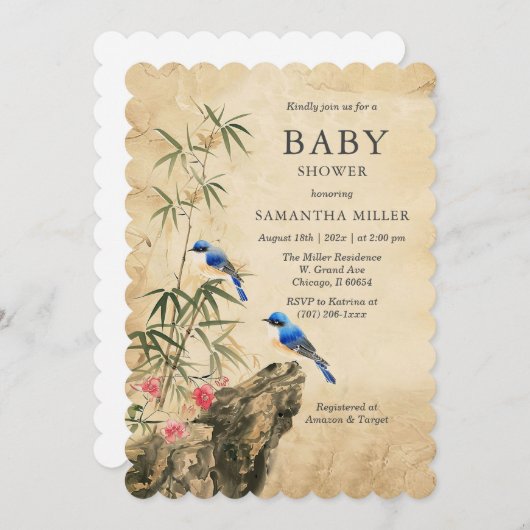 Rustoïde Thema Babyshower Sjabloon Kaart (Voorkant / Achterkant)