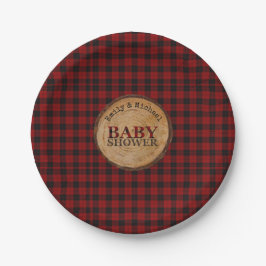 Rustoieke Buffalo Plaid Baby Shower Persoonlijk Papieren Bordje