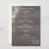 Rustoieke Houten Bloem Bruiloft Ceremonie Programm Kaart (Achterkant)