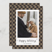 Rustoieke Kerstkaarten met Buffelruitpatroon en Fo Feestdagenkaart (Voorkant / Achterkant)