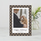 Rustoieke Kerstkaarten met Buffelruitpatroon en Fo Feestdagenkaart (Staand voorkant)