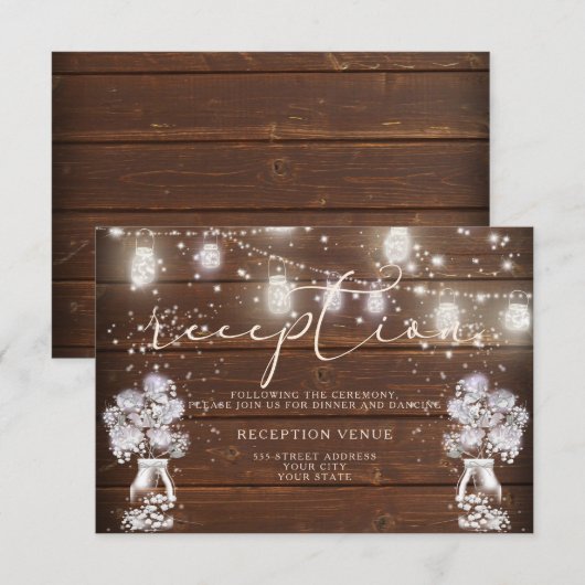 Rustoieke Mason Jar Slingerlichtjes Kaart (Voorkant / Achterkant)