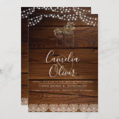 Rustoieke Mason Jars Lichten Kant Gypsofiele TROUW Kaart (Voorkant / Achterkant)