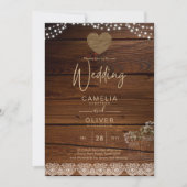 Rustoieke Mason Jars Lichten Kant Gypsofiele TROUW Kaart (Voorkant)