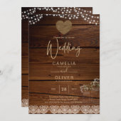 Rustoieke Mason Jars Lichten Kant Gypsofiele TROUW Kaart (Voorkant / Achterkant)